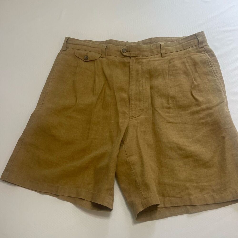 Facconable Pleated Linen Shorts Size 38